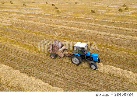 Agriculture concept. Aerial view of harvest field Agriculture concept. Aerial view of harvest field 58400734