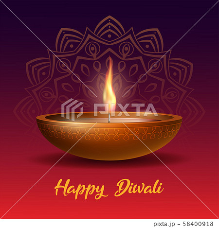 Burning diya on Happy Diwali Holiday on dark Burning diya on Happy Diwali Holiday on dark 58400918