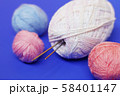 Woolen thread and knitting needle.  58401147
