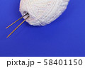 Woolen thread and knitting needle.  58401150