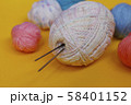 Woolen thread and knitting needle.  58401152