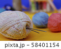 Woolen thread and knitting needle.  58401154