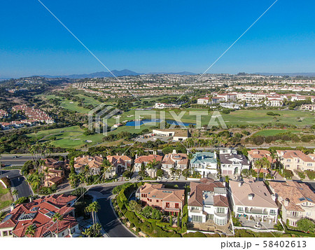 Aerial view of little town in Orange County Aerial view of little town in Orange County 58402613