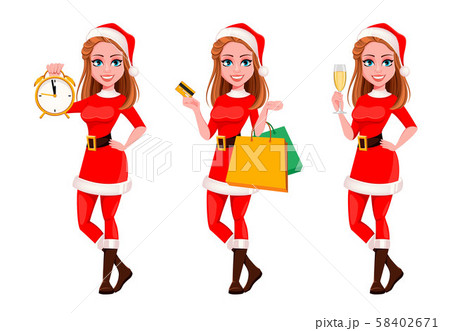 Beautiful woman in Santa Claus costume 58402671