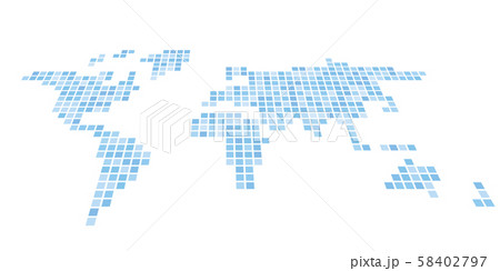 Pixelized map of World. Front perspective. Black vector map Pixelized map of World. Front perspective. Black vector map 58402797
