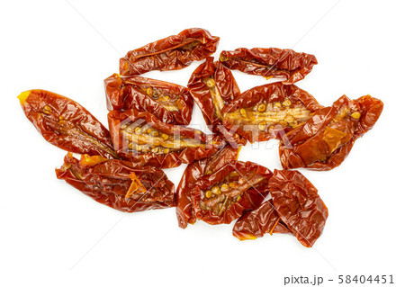 Dry red cherry tomato isolated on white Dry red cherry tomato isolated on white 58404451