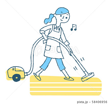 掃除機をかける女性のイラスト素材 掃除機をかける女性のイラスト素材