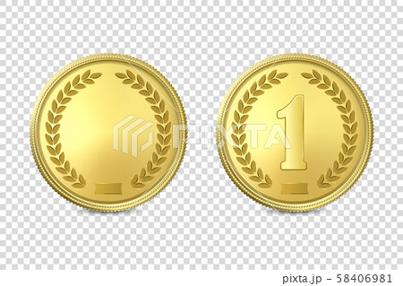 Vector 3d Realistic Golden Metal Coin or Medal Icon Set Closeup Isolated on Transparent Background Vector 3d Realistic Golden Metal Coin or Medal Icon Set Closeup Isolated on Transparent Background 58406981