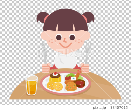 Girl eating lunch plate 58407015