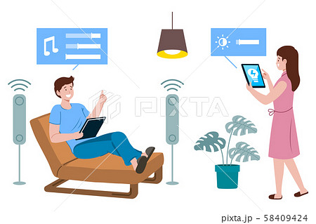 Basic smart home technology with internet wifi. 58409424
