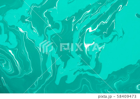 Acrylic Fluid Art. Different green waves and 58409473