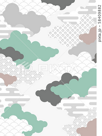 和柄を用いた雲の背景イラスト1 エ霞 青海波 鹿の子絞りのイラスト素材