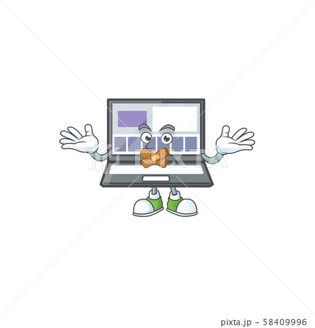 Silent laptop cartoon character isolated the mascot. 58409996