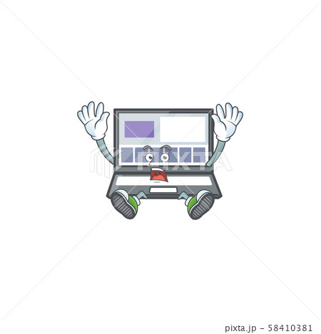 Successful technology laptop with character mascot shape 58410381