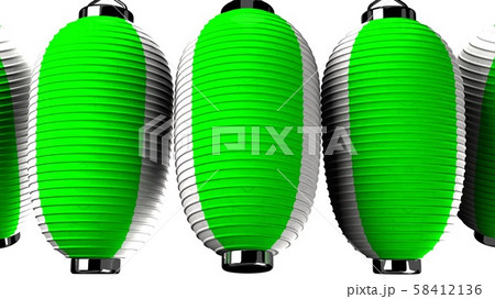 Green and white paper lanterns on white background 58412136