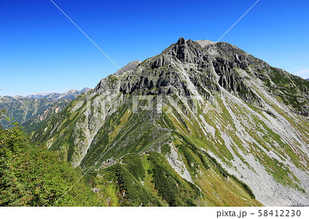北アルプス　槍ヶ岳から北穂高岳への大キレット縦走　大キレットの風景　南岳の雄姿 58412230