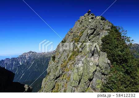 北アルプス　槍ヶ岳から北穂高岳への大キレット縦走　大キレットの風景　長谷川ピーク 58412232