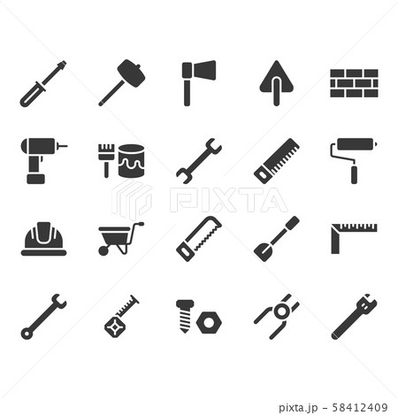Construction tools related icon set.Vector 58412409