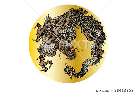 雲龍図裏地金グラデーション 雲龍図裏地金グラデーション 58413358
