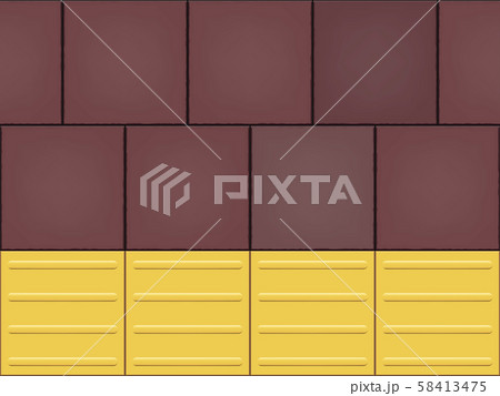 Tactile Paving Line on cobblestone 58413475