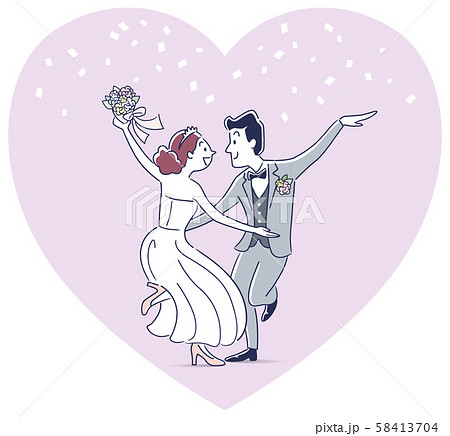 イラスト素材 結婚する男性と女性のイラスト素材