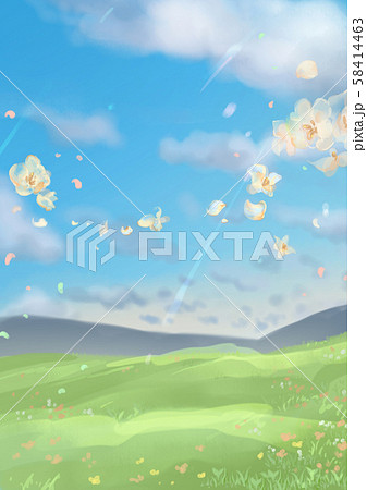背景イラスト 青空と草原 花 のイラスト素材 58414463 Pixta