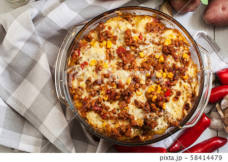 Mexican potato casserole with minced meat Mexican potato casserole with minced meat 58414479
