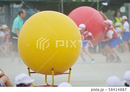 小学校の運動会風景　大玉ころがし 58414887