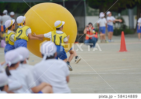 小学校の運動会風景　大玉ころがし 58414889