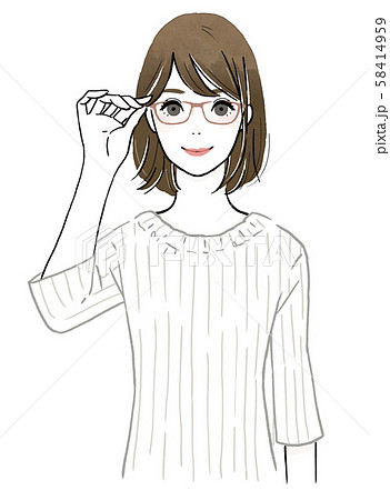 眼鏡をかけた女の子のイラスト素材