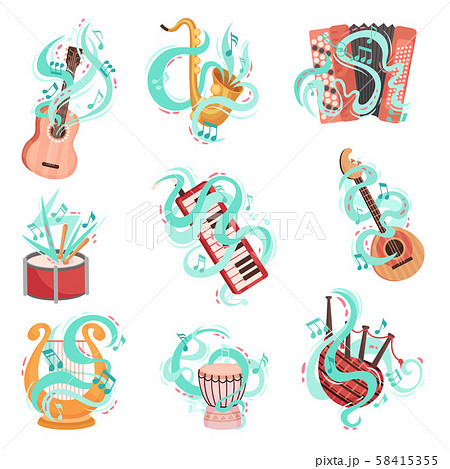 Vector Hand Drawn Collection Of Musical Instruments Vector Hand Drawn Collection Of Musical Instruments 58415355