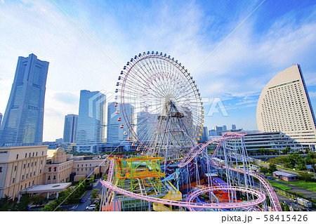 横浜の都市風景と観覧車 神奈川県 58415426