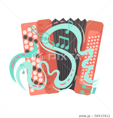 Harmonica And Musical Notes Isolated On White Background Illustration 58415912