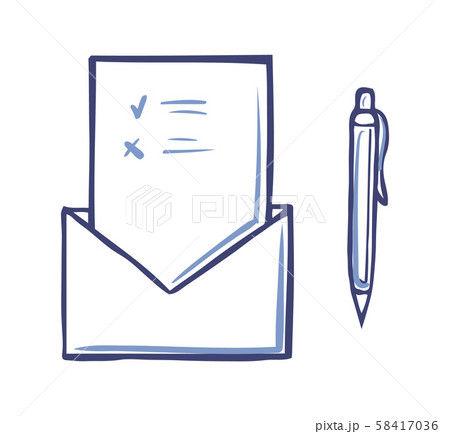 Envelope with opened Voting Page Marks For Against 58417036