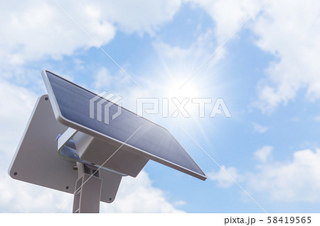 Solar cell or Solar Panel setup outdoor sunny day blue sky Solar cell or Solar Panel setup outdoor sunny day blue sky 58419565