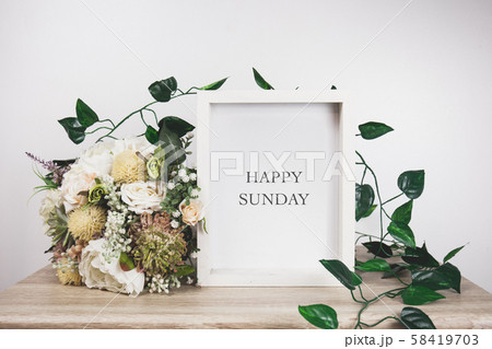 Happy Sunday word with White frame mockup Happy Sunday word with White frame mockup 58419703