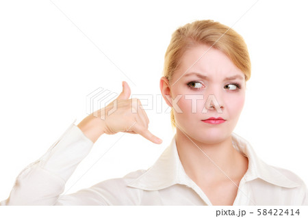 Phone. Disgusted businesswoman making call me 58422414