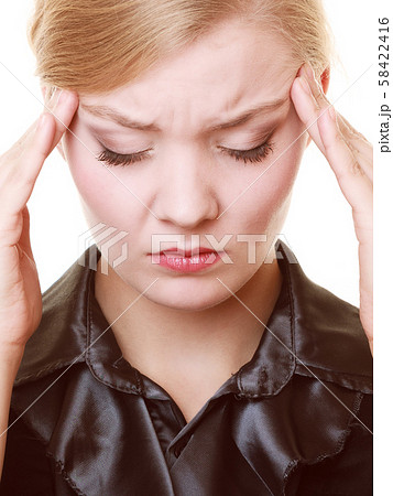 Headache. Woman suffering from head pain isolated. Headache. Woman suffering from head pain isolated. 58422416