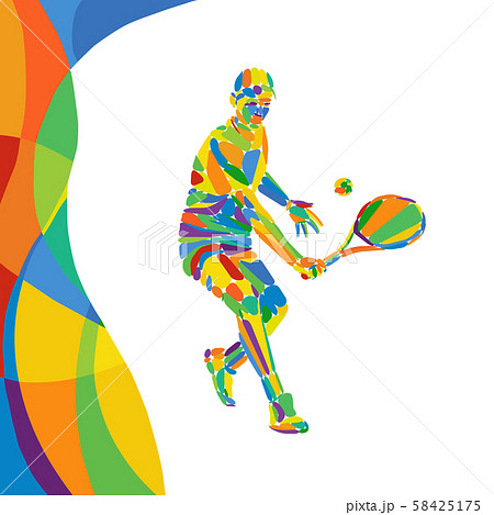 Multicolor abstract Professional Tennis player vector eps10 58425175