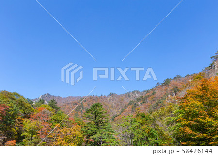 山 紅葉 青空 58426144