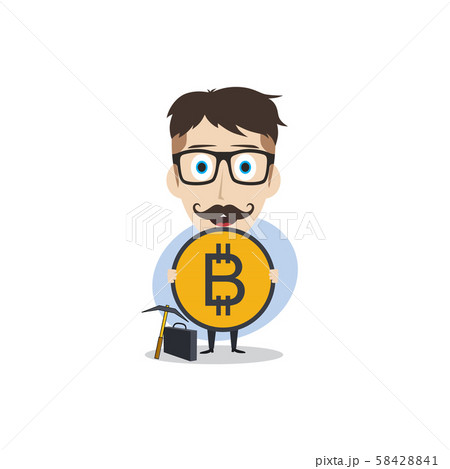 bitcoin crypto currency theme cartoon gentleman 58428841