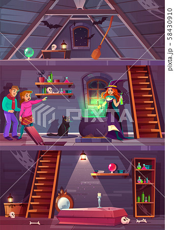 quest game background. Witch house, players 58430910