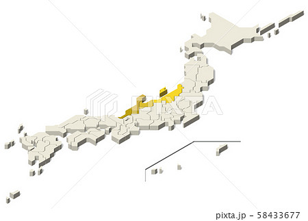 日本地図 北陸地方 離島 Set 3 のイラスト素材