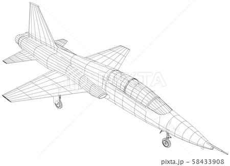 Airplane jet sketch. Vector of 3d. Wire-frame style 58433908