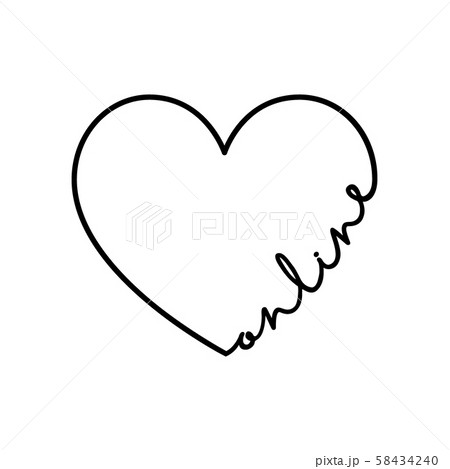 Online - calligraphy word with hand drawn heart. Lettering symbol illustration for t-shirt, poster Online - calligraphy word with hand drawn heart. Lettering symbol illustration for t-shirt, poster 58434240