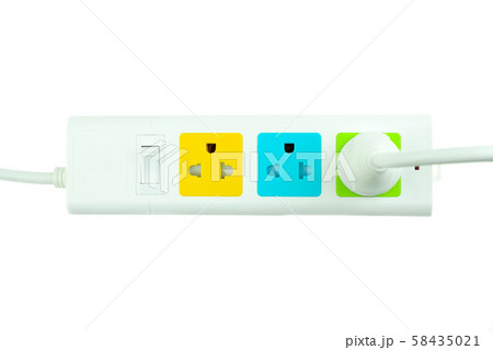 plug in outlet 220v AC cable at white background plug in outlet 220v AC cable at white background 58435021