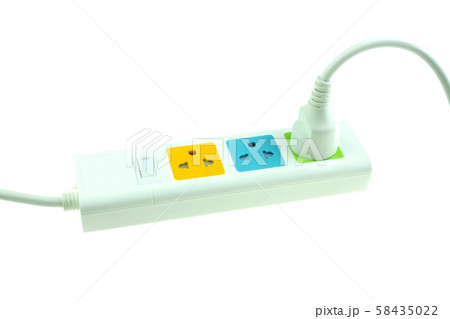 plug in outlet 220v AC cable at white background  58435022