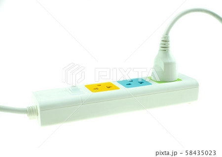 plug in outlet 220v AC cable at white background  58435023