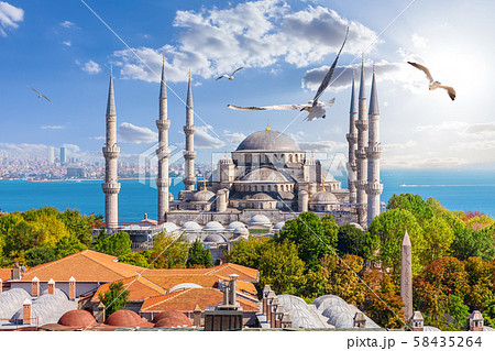 Famous Sultan Ahmet Mosque in Istanbul, Turkey 58435264