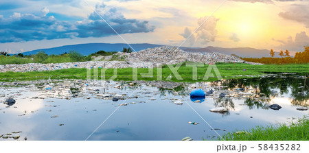 polluted water and mountain large garbage pile and pollution, Pile of stink and toxic residue,These garbage come from urban and industrial areas can not get rid of polluted water and mountain large garbage pile and pollution, Pile of stink and toxic residue,These garbage come from urban and industrial areas can not get rid of 58435282